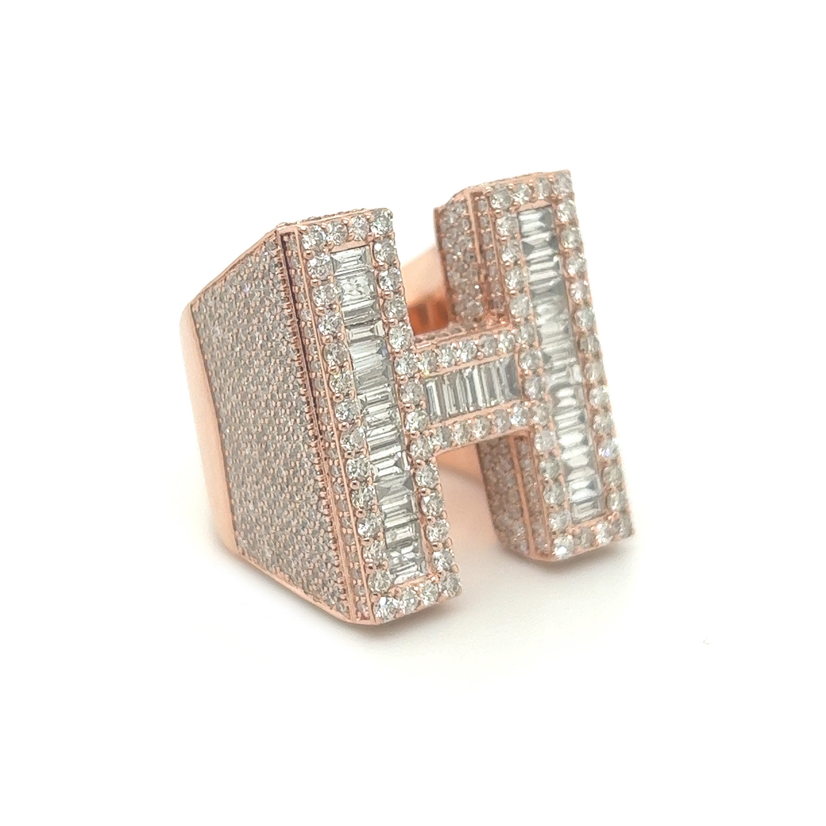 Diamond Letter "H" Initial Custom Ring - White Carat - USA & Canada
