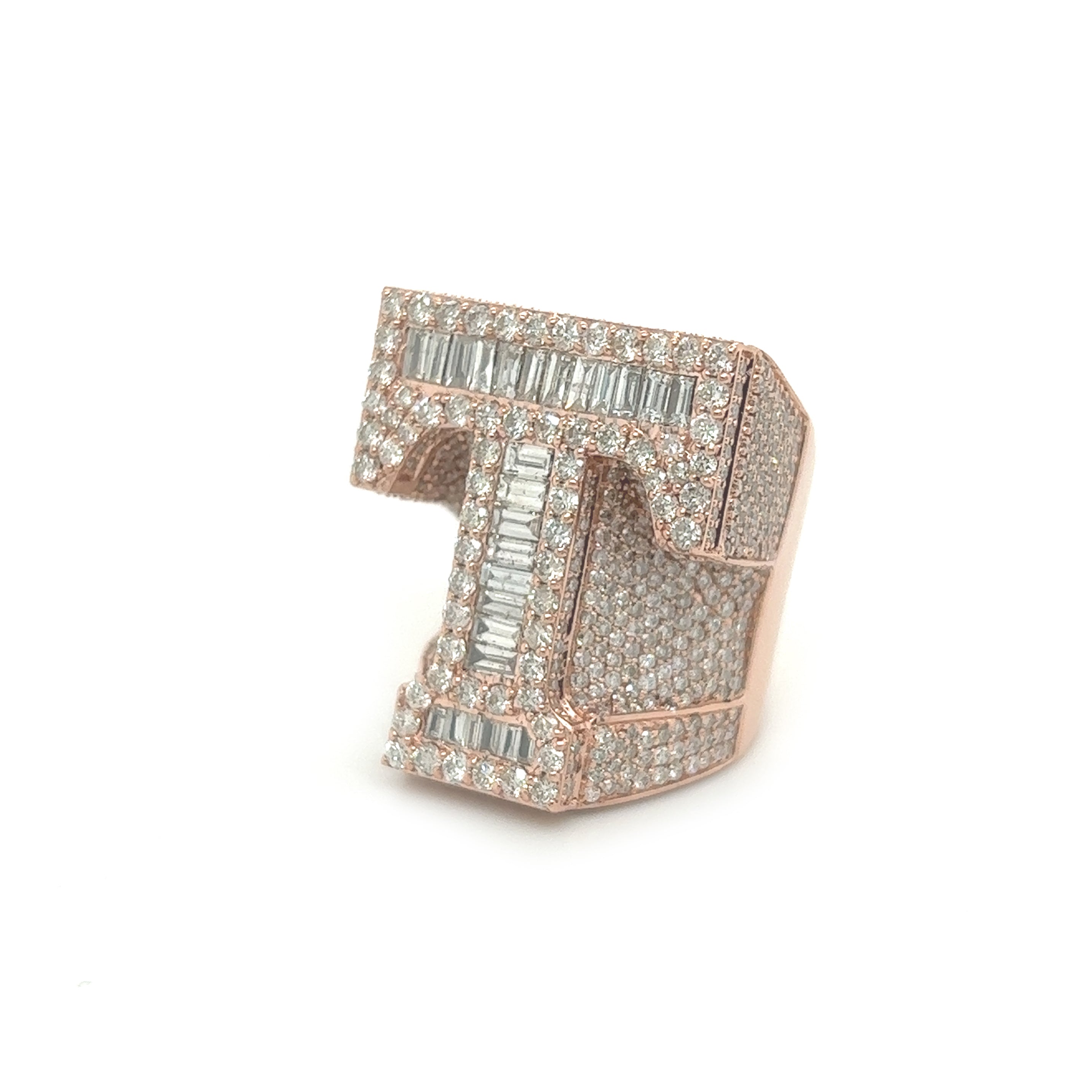 Diamond Letter "T" Initial Custom Ring - White Carat - USA & Canada