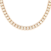 4PT- From 7.00 CT - 14.20 CT. Tennis Necklace 14K Yellow Gold (4 Prong) - White Carat - USA