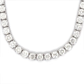12PT- 25.00CT. Tennis Necklace 14K White Gold (4 Prong) - White Carat - USA