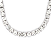 12PT- 25.00CT. Tennis Necklace 14K White Gold (4 Prong) - White Carat - USA