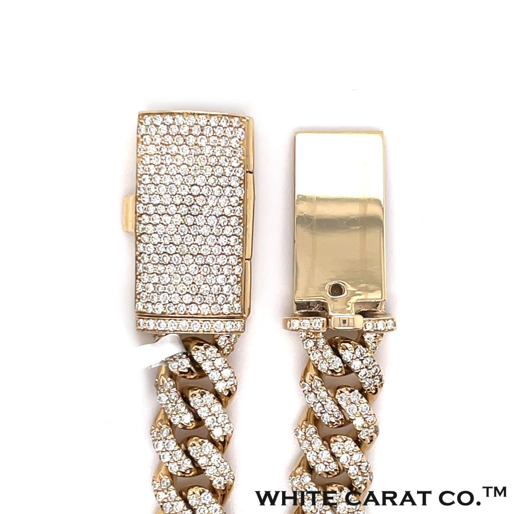 12.00 CT. Diamond Miami Cuban Chain 14K (9.5mm) - White Carat - USA & Canada