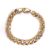 11mm Gold Semi-Solid Two Tone Cuban Bracelet 10K - White Carat - USA & Canada