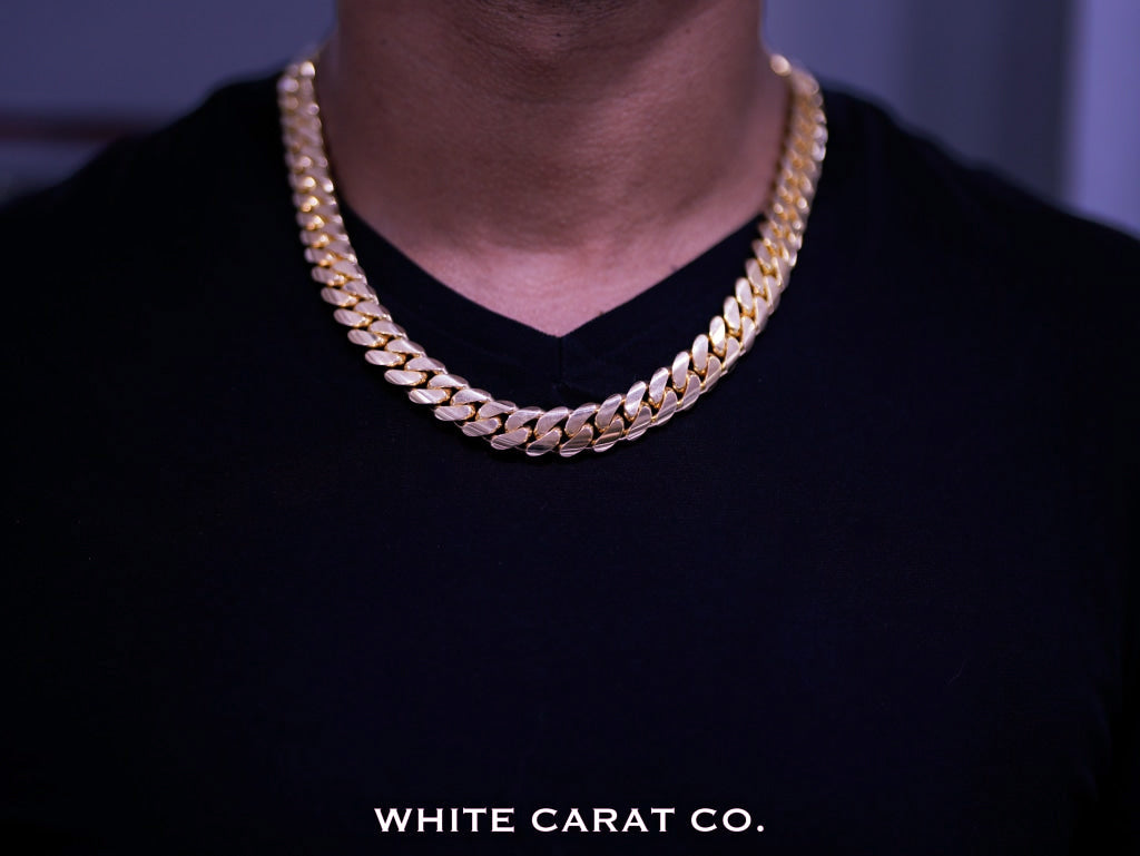 13mm - Elite Miami Cuban Chain in 14K Rose Gold - White Carat - USA & Canada