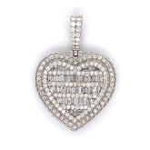 2.75 CT. Diamond Baguette Heart Pendant in White Gold - White Carat Diamonds
