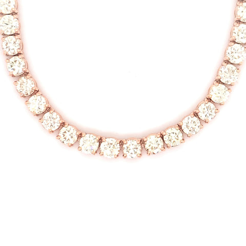 10PT- 15.20 CT. VVS Tennis Necklace in 14K Rose Gold (4 Prong)