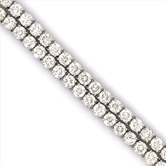 10PT- 15.20 CT. VVS Tennis Necklace in 14K White Gold (4 Prong) - White Carat - USA 