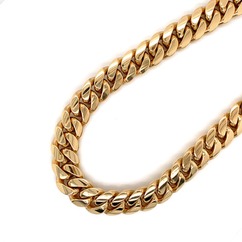 10K Gold Solid Miami Cuban Chain - 13mm - White Carat Diamonds 