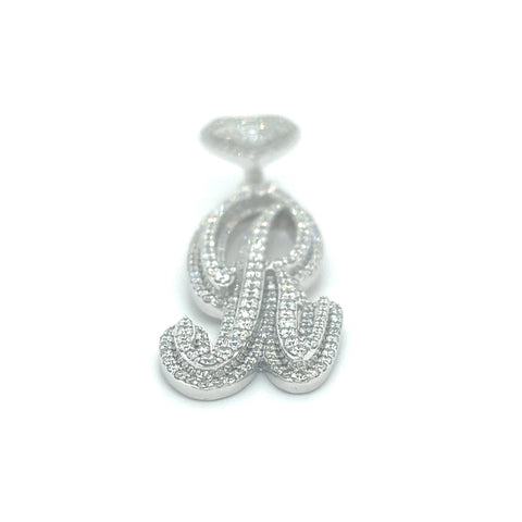 Diamond Letter "R" w/ Heart Pendant - White Carat - USA & Canada