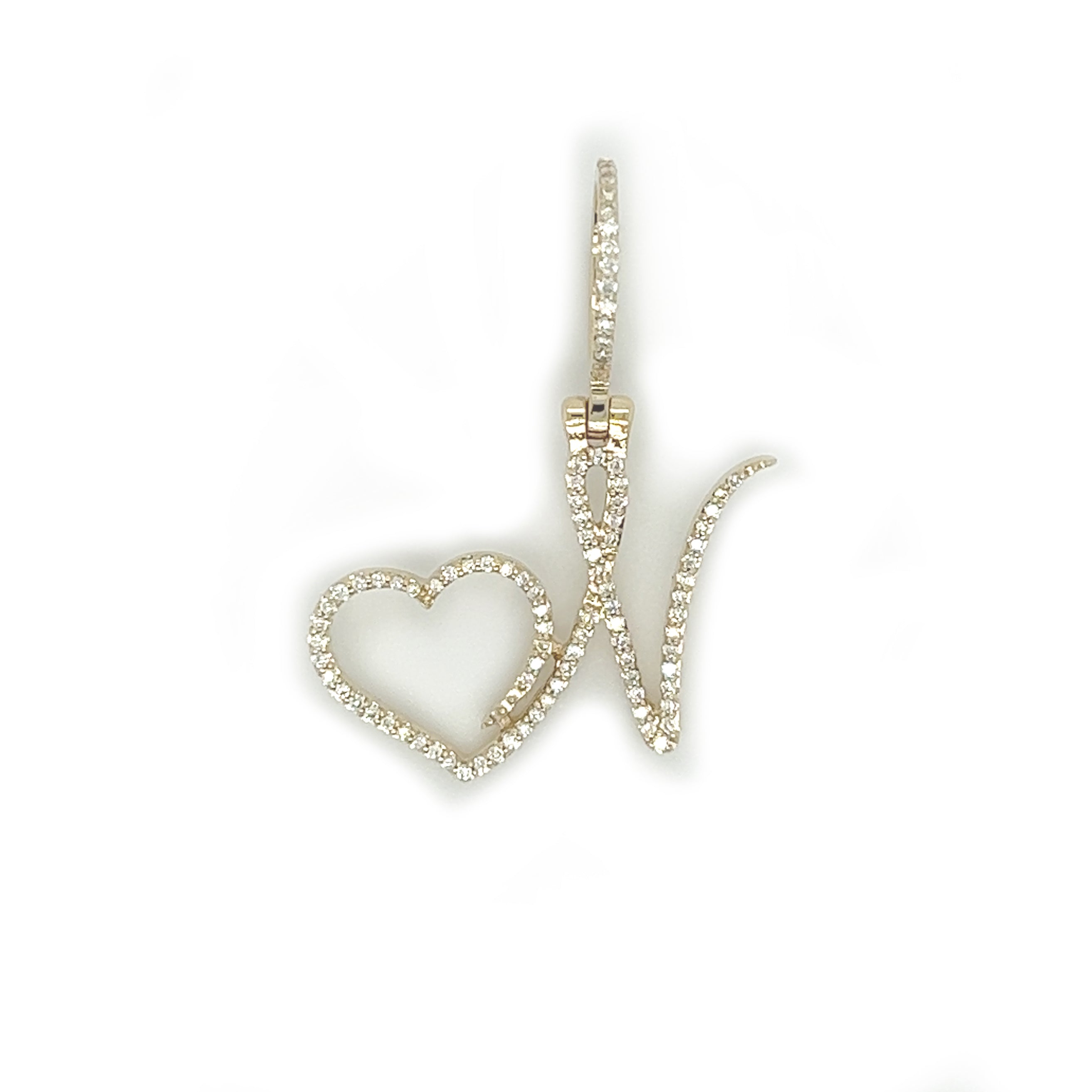 Diamond Letter Pendant w/ Heart - White Carat - USA & Canada