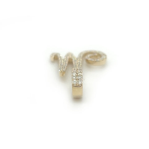 Diamond Cursive Letter "M" Pendant - White Carat - USA & Canada