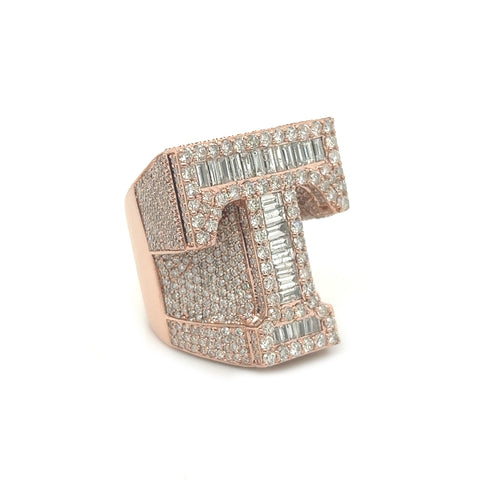 Diamond Letter "T" Initial Custom Ring - White Carat - USA & Canada