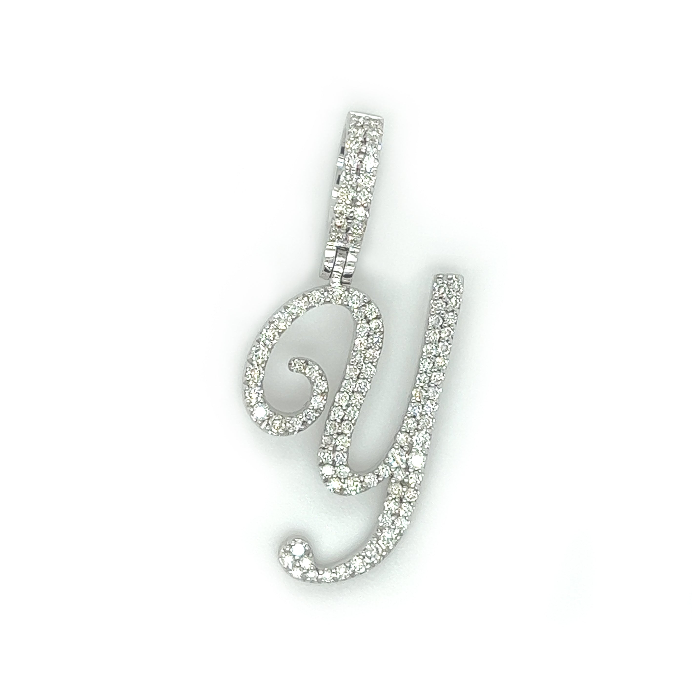 Diamond Cursive Letter "Y" Pendant - White Carat - USA & Canada