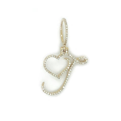 Diamond Letter Pendant w/ Heart - White Carat - USA & Canada