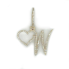 Diamond Letter Pendant w/ Heart - White Carat - USA & Canada