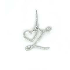 Diamond Letter Pendant w/ Heart - White Carat - USA & Canada