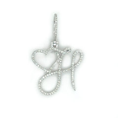 Diamond Letter Pendant w/ Heart - White Carat - USA & Canada
