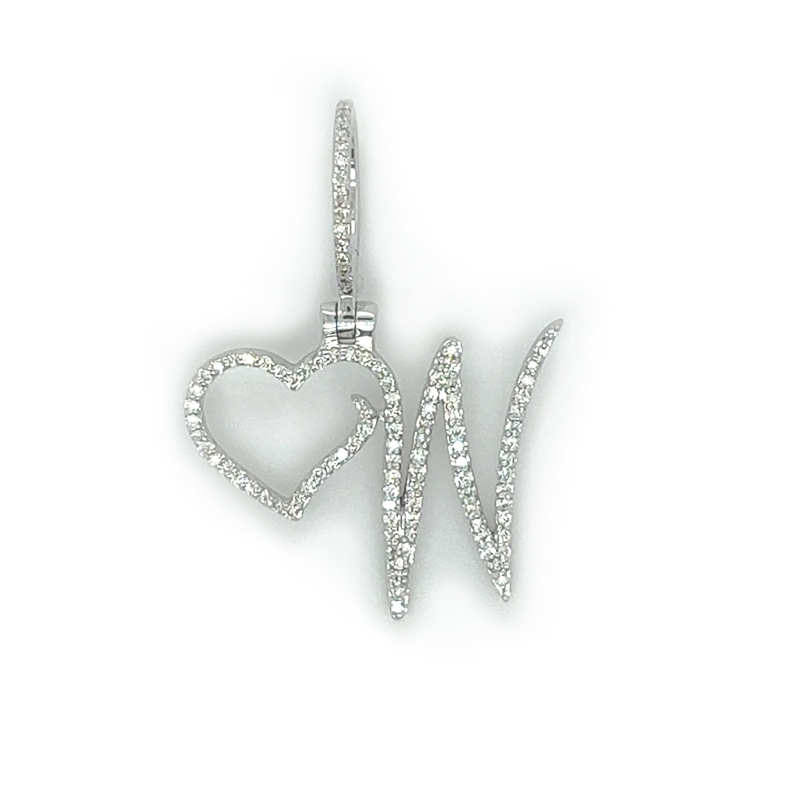 Diamond Letter Pendant w/ Heart - White Carat - USA & Canada