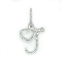 Diamond Letter Pendant w/ Heart - White Carat - USA & Canada