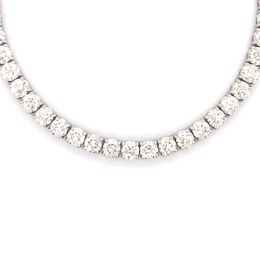 10PT- 15.20 CT. VVS Tennis Necklace in 14K White Gold (4 Prong)