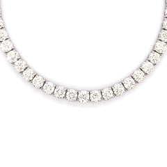10PT- 15.20 CT. VVS Tennis Necklace in 14K White Gold (4 Prong) - White Carat - USA 