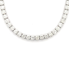 3PT- 6.00 CT. - 11.00 CT. VVS Tennis Necklace White Gold (4 Prong) 14K - White Carat - USA 