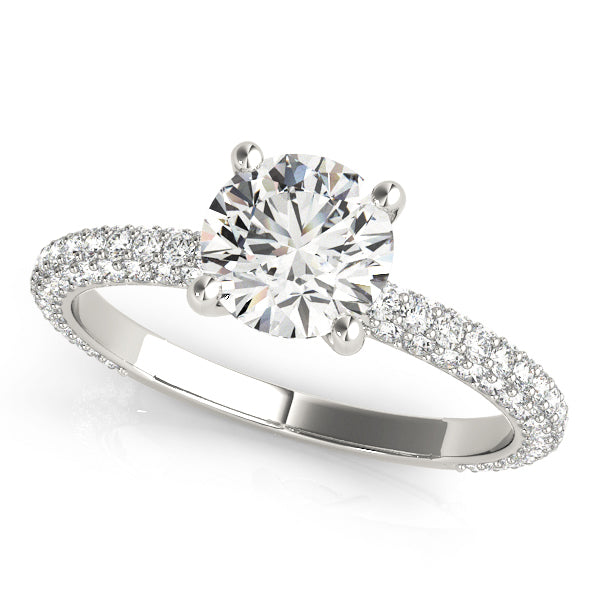PAVE ENGAGEMENT RING WITH ROUND HEAD - White Carat - USA & Canada