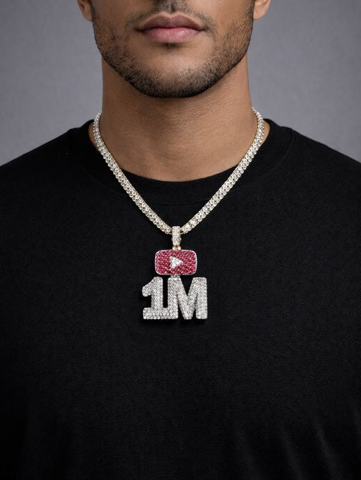 5.65 CT. One Million Subscribers "1M" Diamond Pendant