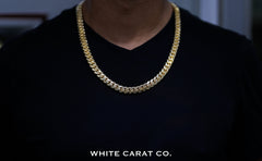 12mm - Elite Miami Cuban Chain in 10K Gold - White Carat - USA & Canada