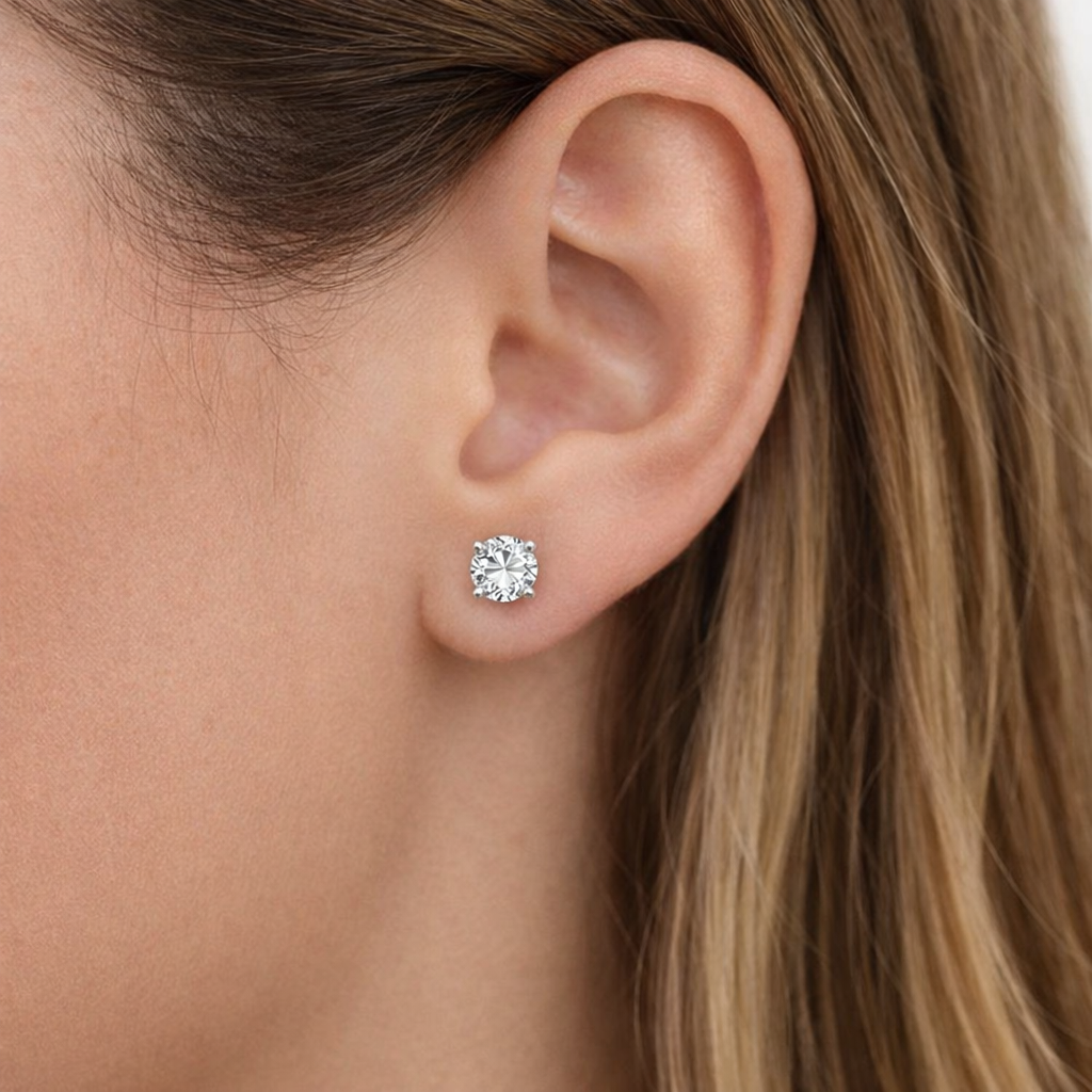 1.00 Carat Diamond Earrings (1.00ct) in 14K White Gold - White Carat - USA 