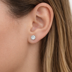 1.00 Carat Diamond Earrings (1.00ct) in 14K White Gold - White Carat - USA 