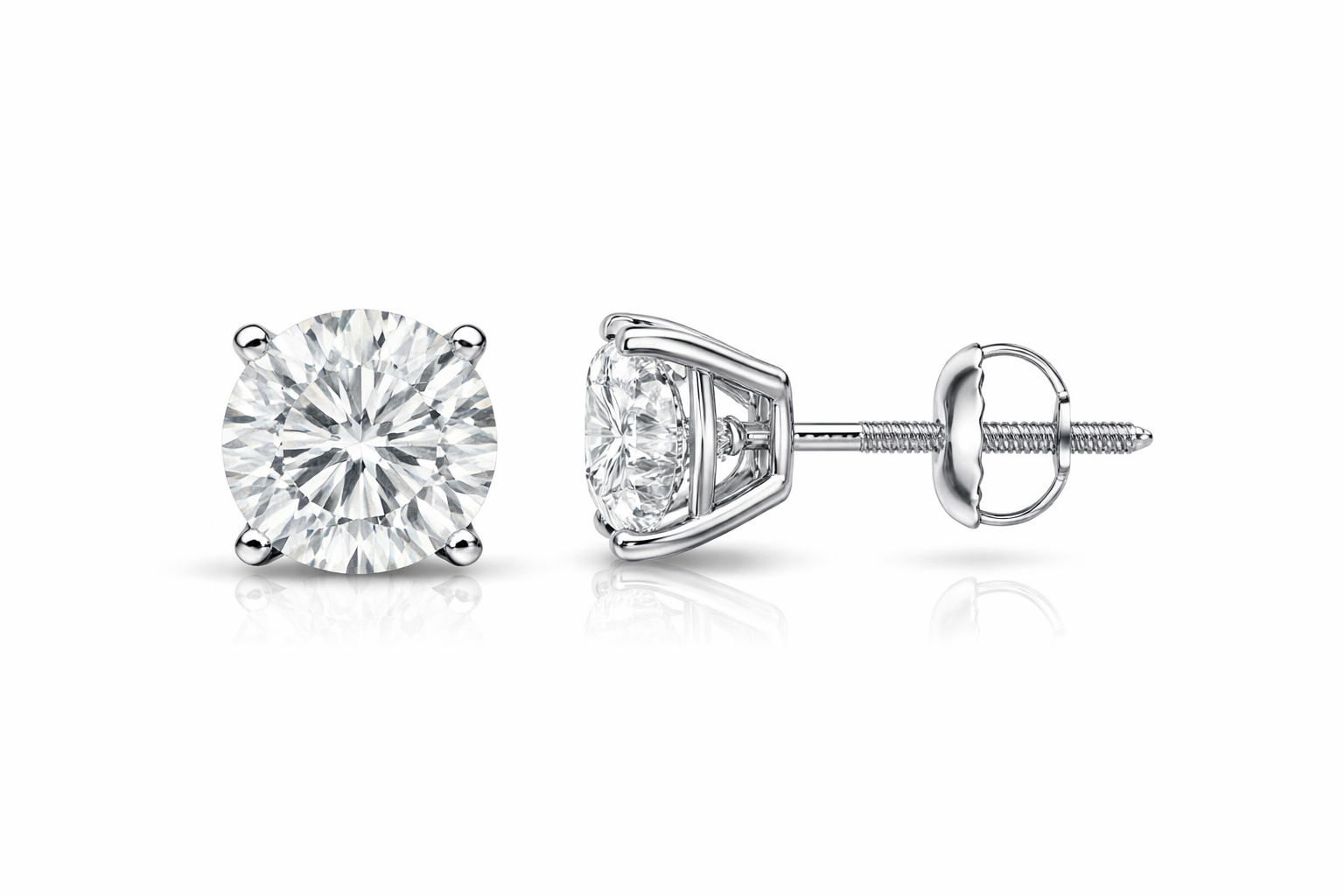 2.00CT. Total Diamond Weight Earrings (1.00ct each) in 14K White Gold - White Carat - USA 