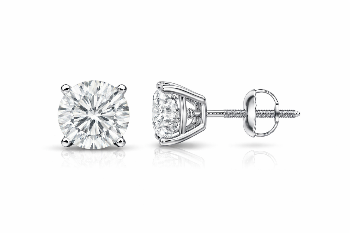 2.00CT. Total Diamond Weight Earrings (1.00ct each) in 14K White Gold - White Carat - USA 
