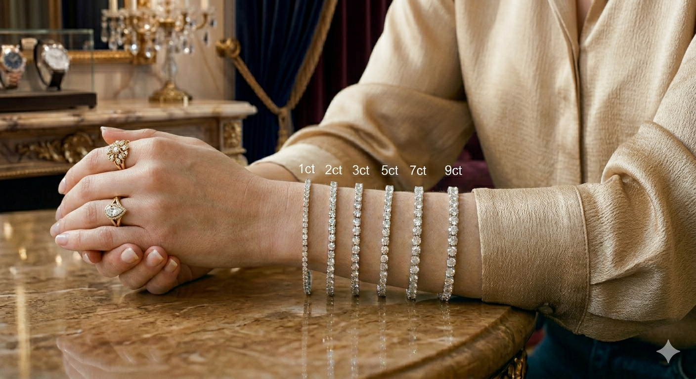 9.00CT. 14K Diamond Tennis Bracelet - White Carat - USA 