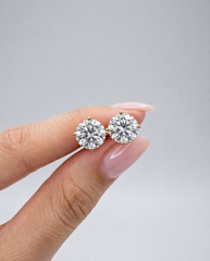 4.00CT. Total Diamond Weight Earrings (2.00ct each) in 14K White Gold - White Carat - USA 
