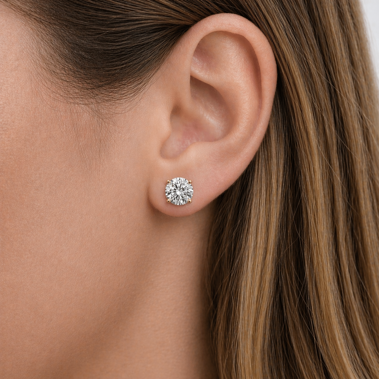 4.00CT. Total Diamond Weight Earrings (2.00ct each) in 14K White Gold - White Carat - USA 