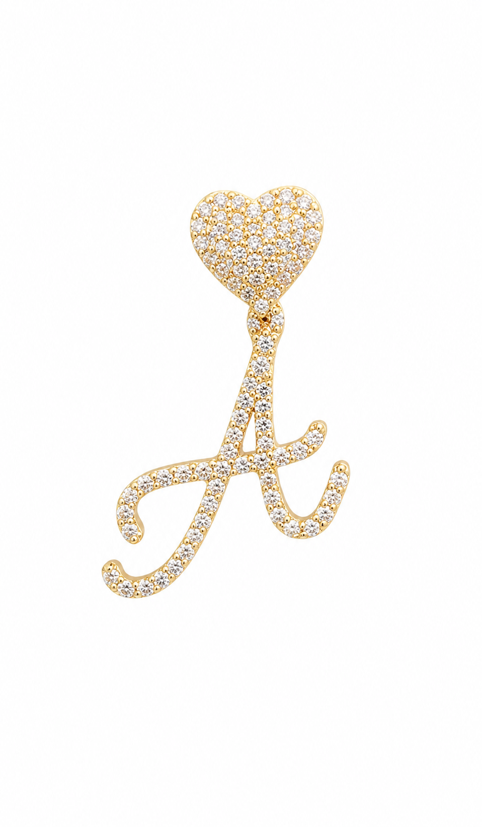 Petit letter pendant with heart bail - White Carat - USA 