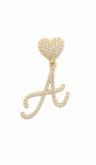 Petit letter pendant with heart bail - White Carat - USA 