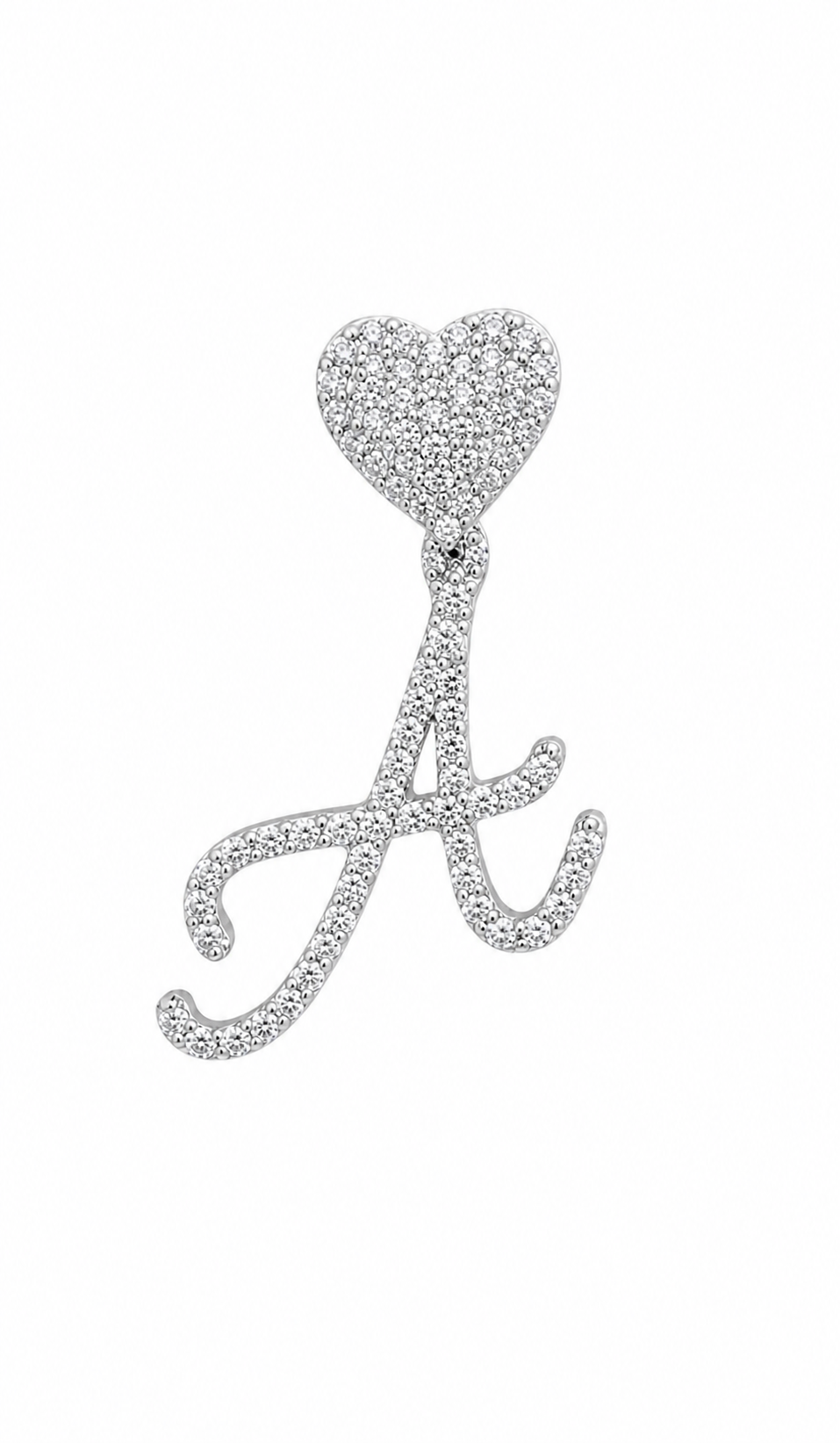 Petit letter pendant with heart bail - White Carat - USA 