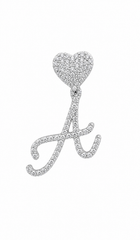 Petit letter pendant with heart bail - White Carat - USA 