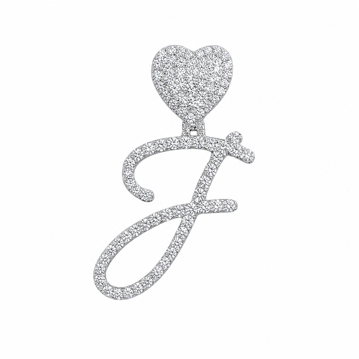 Petit letter pendant with heart bail - White Carat - USA 