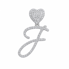 Petit letter pendant with heart bail - White Carat - USA 
