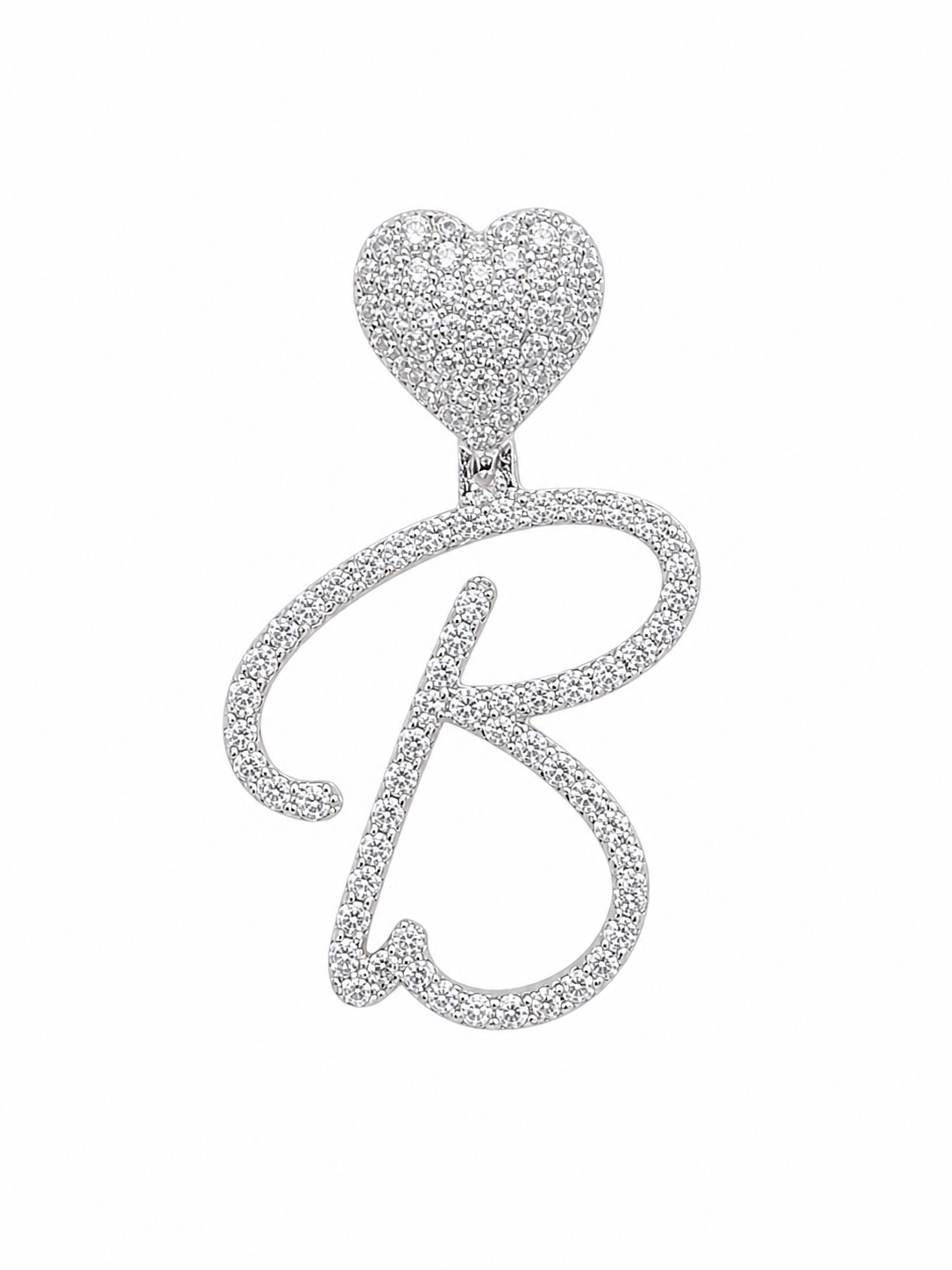 Petit letter pendant with heart bail - White Carat - USA 