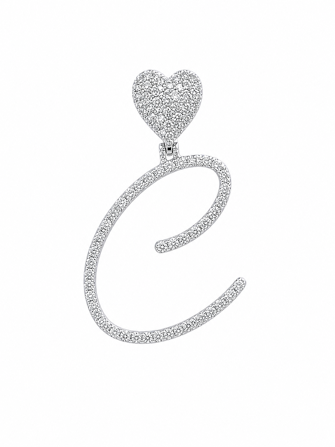 Petit letter pendant with heart bail - White Carat - USA 