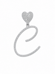 Petit letter pendant with heart bail - White Carat - USA 