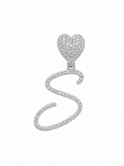 Petit letter pendant with heart bail - White Carat - USA 