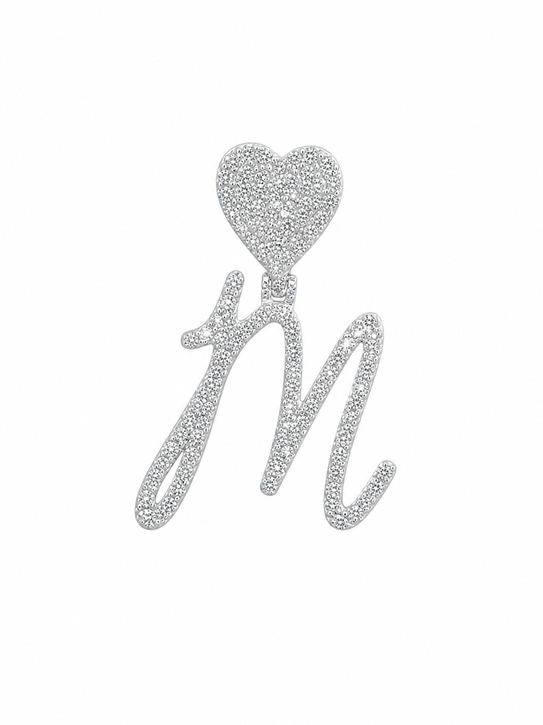 Petit letter pendant with heart bail - White Carat - USA 