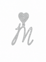 Petit letter pendant with heart bail - White Carat - USA 