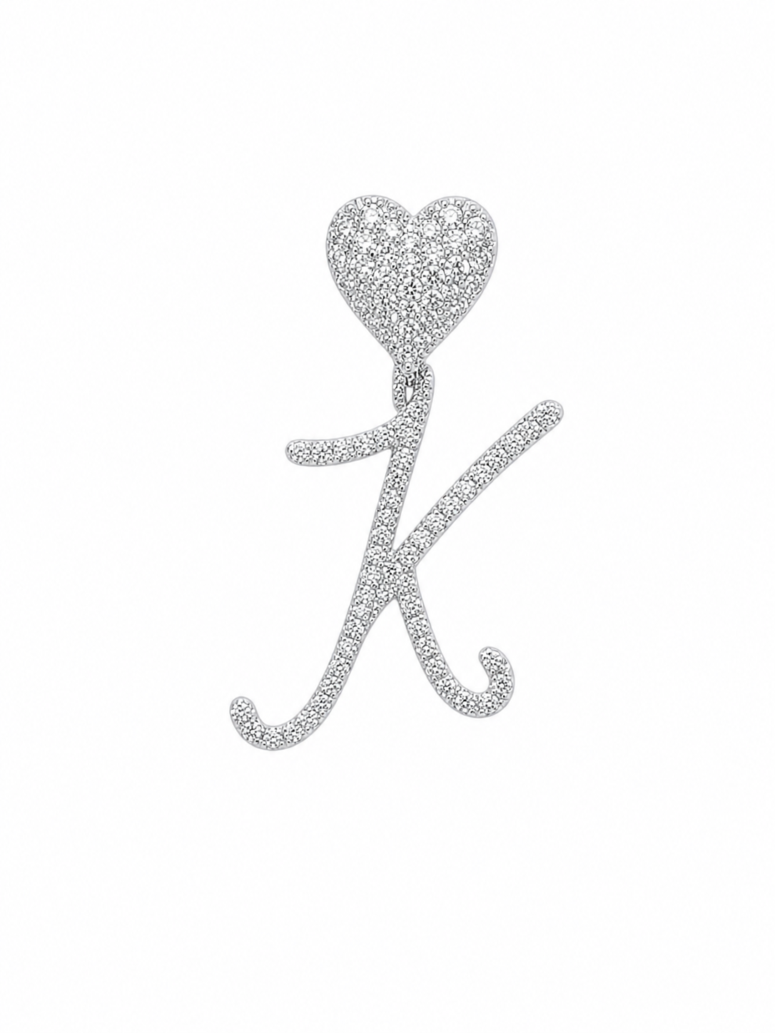 Petit letter pendant with heart bail - White Carat - USA 
