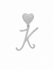 Petit letter pendant with heart bail - White Carat - USA 